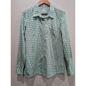 Gap Women Shirt Long Sleeve Button Up Fitted Boyfriend M Novelty Bicycle Cotton